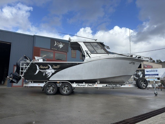 Primal Craft P72HT on its trailer at the Primal Craft workshop