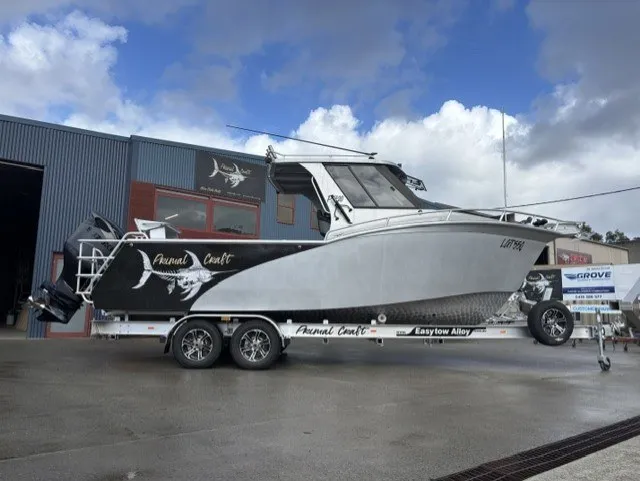 Primal Craft P72HT on its trailer at the Primal Craft workshop